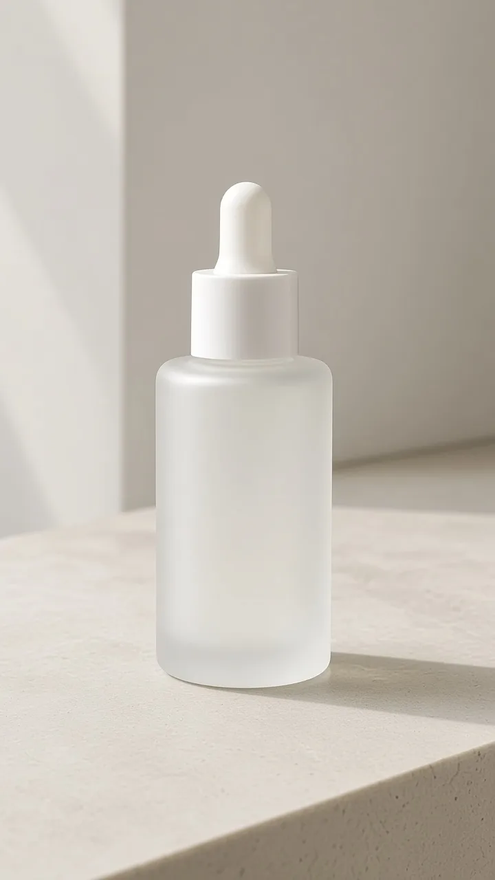 Flat phone photo of a dropper bottle on a bathroom counter